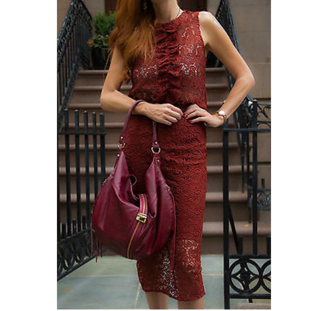 Zara Red Lace Midi Skirt - Picture 6 of 8